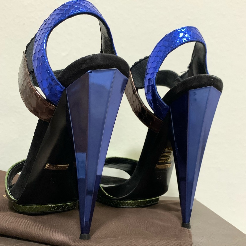 Gucci Colorblock Metallic Python Leather Heels - image 7